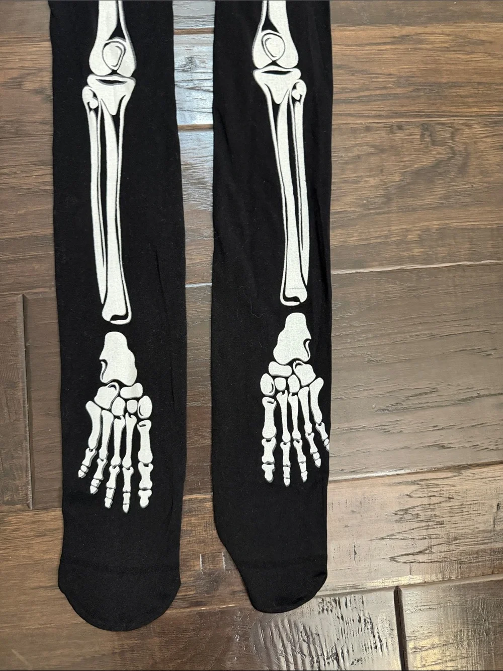 Costume Tights with White Skeleton Bone Print Glow in the dark Halloween